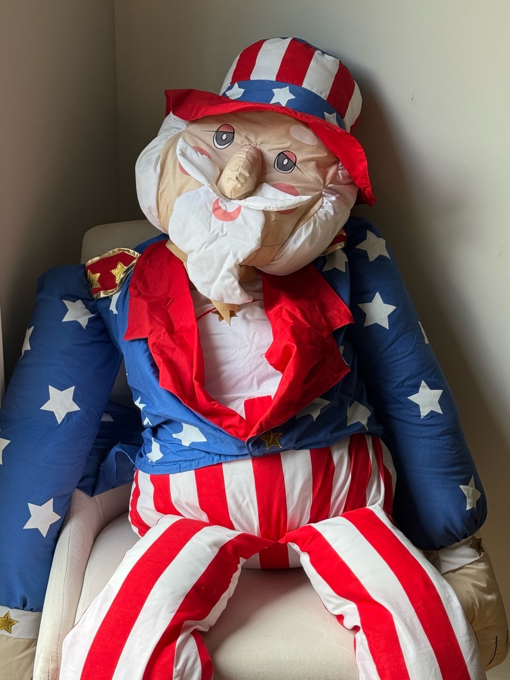 Vintage 1996 Lillian Vernon Uncle Sam Life Size 60" Patriotic 4th Of July Plush